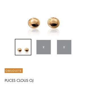 AUTHENTIC Louis Vuitton Puces Clous Oj Gold Studs